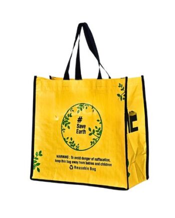 Yellow Green Save Earth laminated Bag